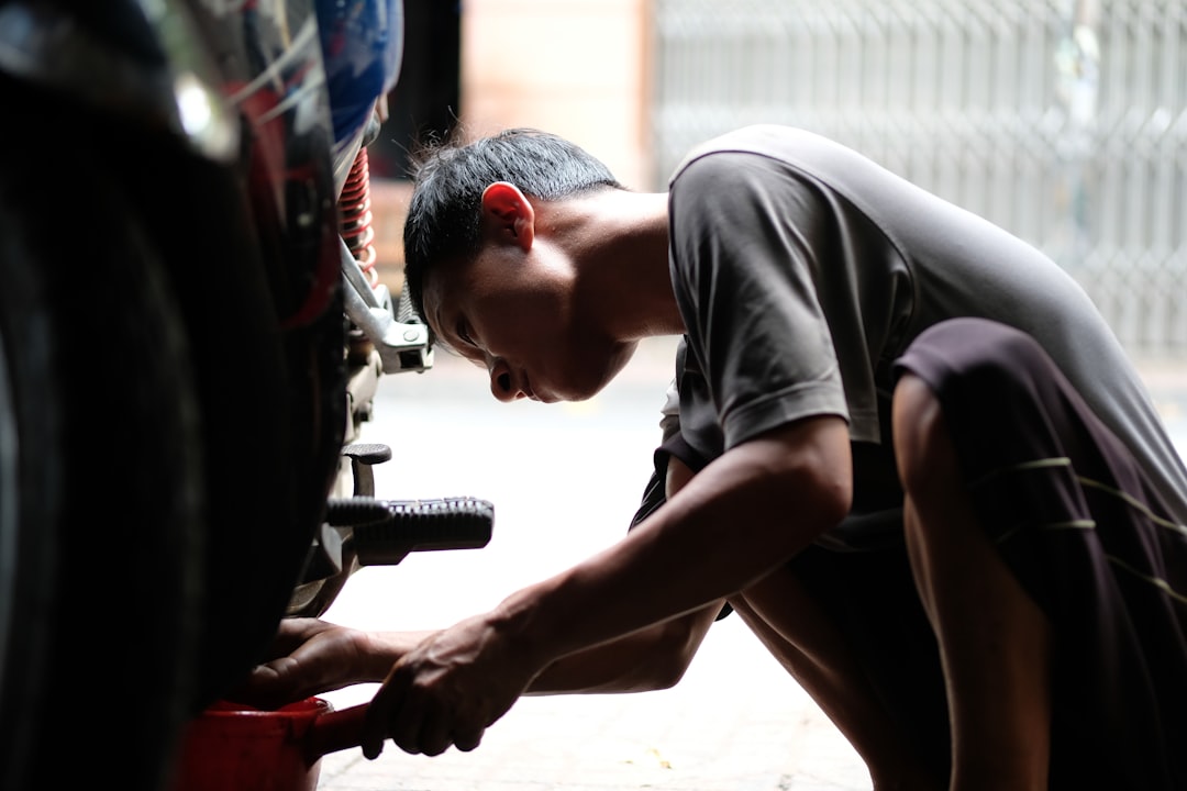 car tire maintenance inspection close-up