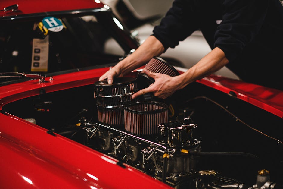 car air filter replacement, engine air box open