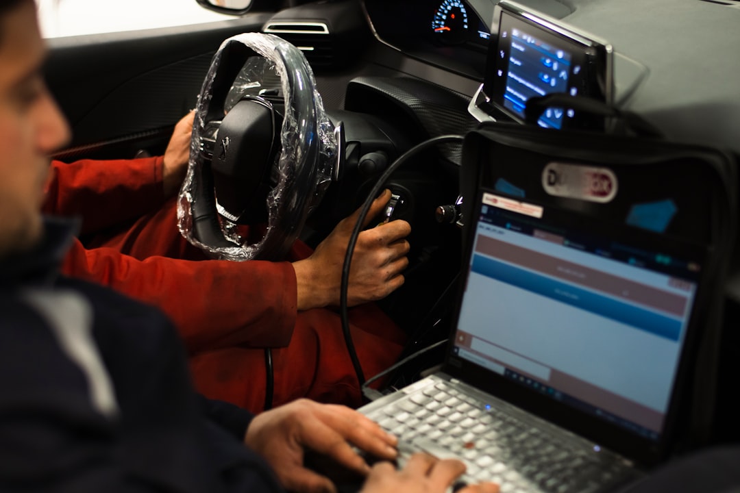ECU tuning laptop OBD port car engine diagnostic