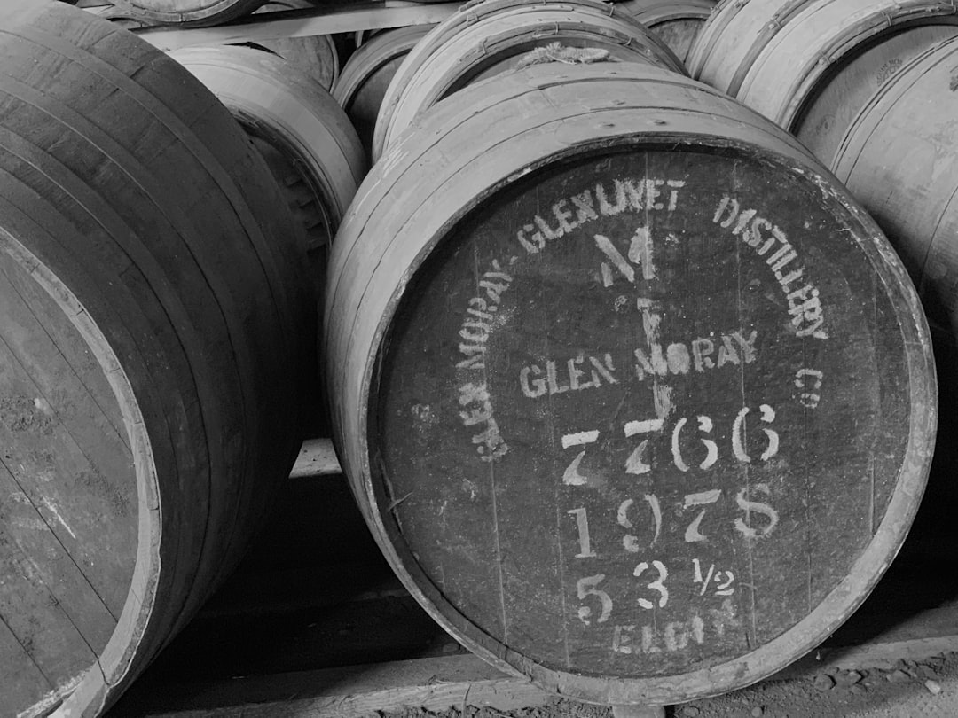 whisky distillery scotland aerial view, single malt scotch whisky barrels